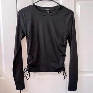 forever 21 black ruched tie side long sleeve top